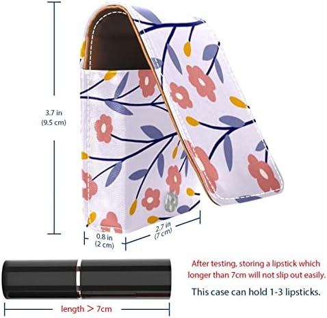 אוריואקאן שפתון מקרה עם מראה חמוד נייד איפור תיק קוסמטי פאוץ, סגול ורוד פרח קריקטורה פרחוני