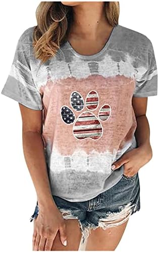 מזדמן חולצה נוער ילדה קצר שרוול אחד כתף סירת הטיה צוואר ראסרבק תחרה אמריקאי כוכב חולצות נשים מזהה