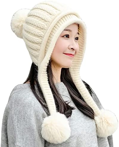 Huamulan נשים חורפיות חורף כיסוי פרואני אוזניים כובע כובע דשי אוזניים שרפה סקי כובעי שלג סרוג פליס מרופד 3 פום