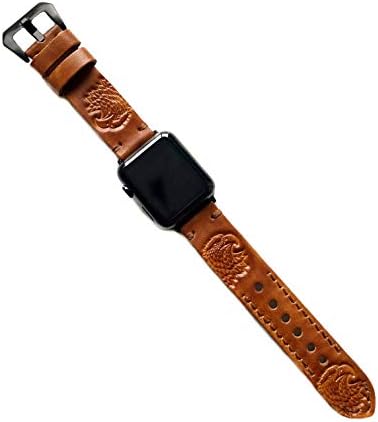 ניקסטון ראש נשר מובלט נראה פס עור ימני תואם ל- Apple Watch Ultra 8 7 6 SE 5 4 3 2 1 סדרה 38 ממ