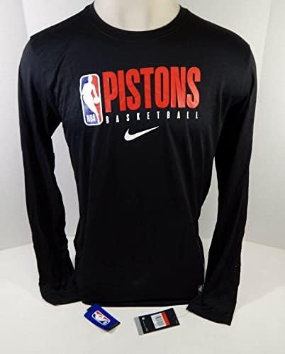 צוות NBA חדש 2019-20 צוות דטרויט פיסטונס הונפק חולצה שחורה שרוול ארוך LT NWT 5S - משחק NBA בשימוש