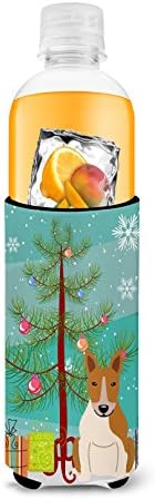 אוצרות קרוליין BB4260MUK עץ חג מולד שמח שור טרייר אדום לבן אולטרה חיבוק לפחיות רזות, יכול שרוול