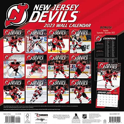 Turner Sports New Jersey Devils 2023 12x12 לוח השנה של הקבוצה
