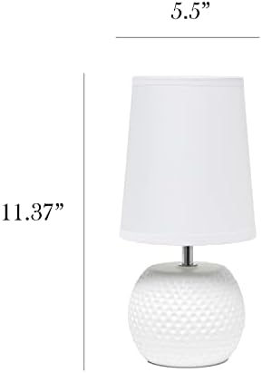 עיצובים פשוטים LT2084-WHT מיני מרקם משובץ מנורת שולחן מיטה קרמיקה, לבן
