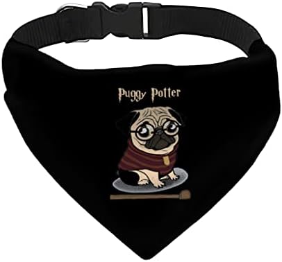 צווארון בנדנה של Puggy Potter Pet - צווארון צעיף כלבים קסמים - ציטוטים כלבים מודפסים בנדנה - l