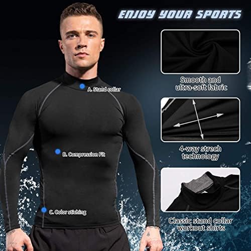 חולצות דחיסה לגברים שרוול ארוך אתלטי רץ קריר עליון יבש אימון כושר ספורט שכבה