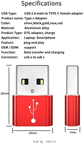 מתאם Woxwave תואם ל- Dell Latitude 7420-USB-A עד C PortChanger, USB Type-C OTG USB-A המרת נתוני טעינה-מכסף