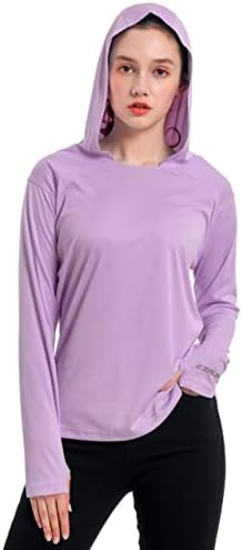 נשים UPF 50+ UV חולצת קפוצ'ון הגנה מפני הגנה יבש כושר SPF חולצת שמש שרוול ארוך חולצה חיצונית ביצועים