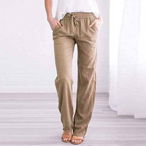 מכנסיים של מכנסי מותניים מכנסיים ישרות מכנסיים כותנה אלסטית סולידית וניתנת מזדמן