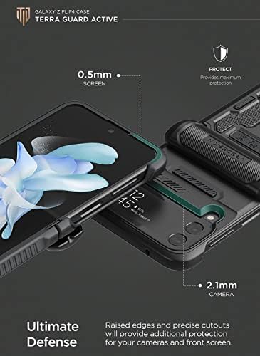 VRS עיצוב טרה שומר פעיל עבור Galaxy Z Flip 4 5G Case, Premium עמיד למחצה הגנה על ציר