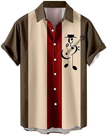 נגג 'קיץ זכר הוואי מזדמן מוסיקה מזדמנת חולצה הדפסה פונה צווארון חולצת שרוול קצר