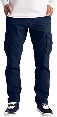 מכנסי טרנינג של Bifuton Mens, מכנסיים לגברים כיס חיצוני שרוך צבע אחיד מכנסי טרנינג מכנסי ספורט ספורט