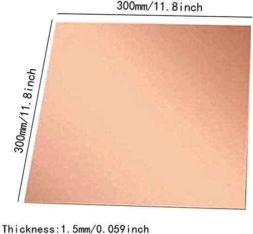 פליז טהור נחושת גיליון רדיד נחושת גיליון סגול נחושת צלחת 6 גדלים שונים עבה 1.5 ממ עבור תכשיטים,