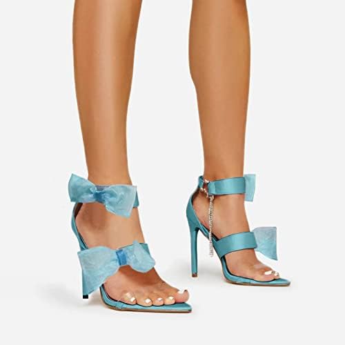 גבירותיי אופנה קיץ מוצק צבע אבזם סנדלי רשת קשת הבוהן מחודדת דק גבוהה עקבים נעלי נשים גודל 13