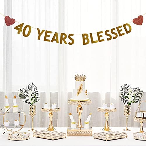 Betteryanzi זהב 40 שנה באנר מבורך, טרום-סטינג, אספקת קישוטים למסיבות יום הולדת 40 יום הולדת/חתונה, תפאורות