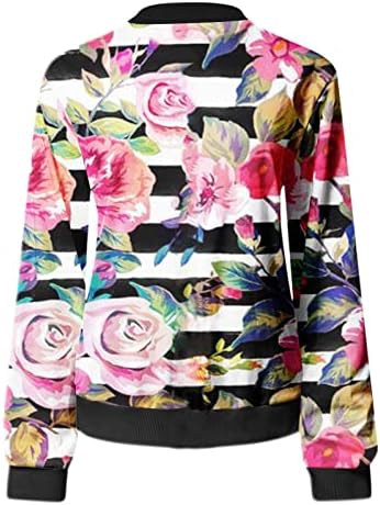מעיל כותנה נשים פרחי פרחים רוכסן רוכסן שרוול ארוך חולצה עגולה צוואר נוחות סתיו מועדון מעיל קלאסי אישה פלוס