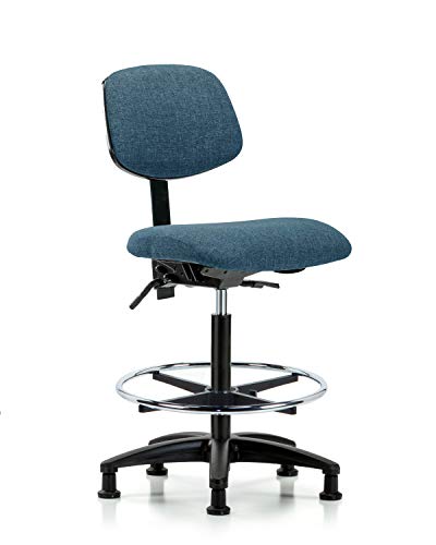 לבטק ישיבה סגן 41894 בד גבוה ספסל כיסא ניילון בסיס, הטיה, כרום רגל טבעת, מחליק, כחול