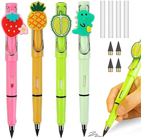 עפרונות wdwyror 4 יחידות עפרונות מצוירים ללא דיו, עיפרון אינפיניטי מצויר נצחי ו -4 יחידים החלפת עפרונות