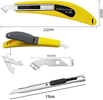 2 יחידות אקריליק קאטר סט צהוב פרספקס גיליון קאטר ניקוד סכין כלי רב שימוש חותך עם חיתוך להב 10 להב