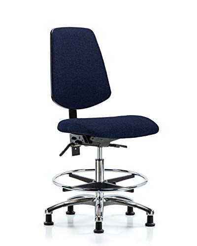 לבטק ישיבה סגן 42164 כיסא ספסל בינוני, בד, בסיס כרום גב בינוני / טבעת רגל, מחליק, כחול