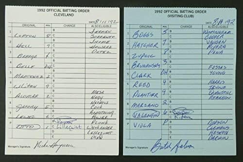 קליבלנד 8/11/92 משחק מקור בייסבול משמש כרטיסי מערך של שופט דון דנקינגר - משחקי MLB משומשים כרטיסי