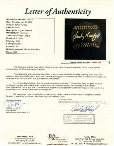 Sandy Koufax חתום על חתימה MLB בייסבול שחור דודג'רס דיו זהב JSA BB59264 - כדורי בייסבול עם חתימה