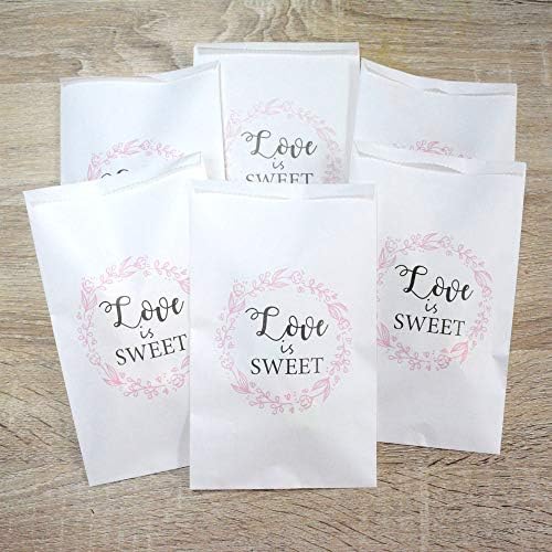חתונה טובה שקיות נייר קראפט-50 יחידות 4.5 על 7.5 אינץ ' שקיות מתנה לחתונה לבנה לאורחים שקיות פינוק ממתקים לחטיפי