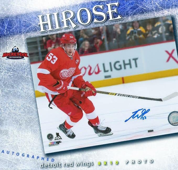 Taro Hirose חתום על דטרויט כנפיים אדומות 8x10 צילום - 70103 - תמונות NHL עם חתימה