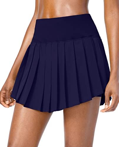 חצאית טניס קפלים של נשים קפלים לנשים 4 כיסים מותניים גבוהים עם מכנסיים קצרים גולף ספורטס חצאיות לנשים