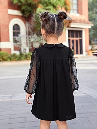 סולי האקס פעוט ילדה של בובת צווארון רשת שקופה בישוף ארוך שרוול קצר שמלה