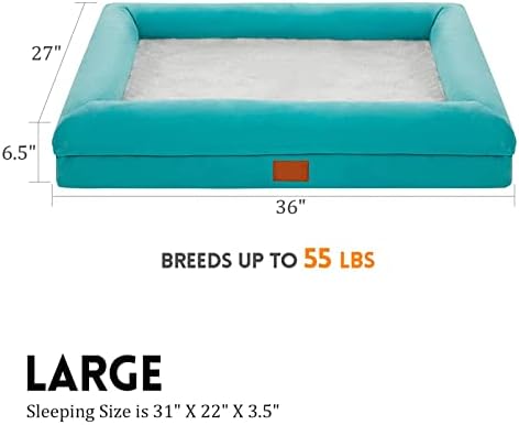 מיטת כלבים גדולה אורתופדית - זיכרון נשלף קצף מחזה מחמד עם כיסוי רחיץ - ירוק