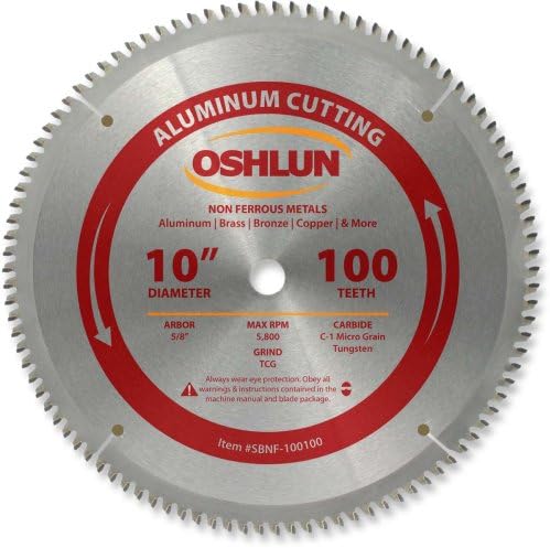 Oshlun SBNF-100100 10 אינץ '100 אינץ' שיניים מסור TCG מסור עם ארבור 5/8 אינץ 'לאלומיניום ומתכות שאינן ברזליות