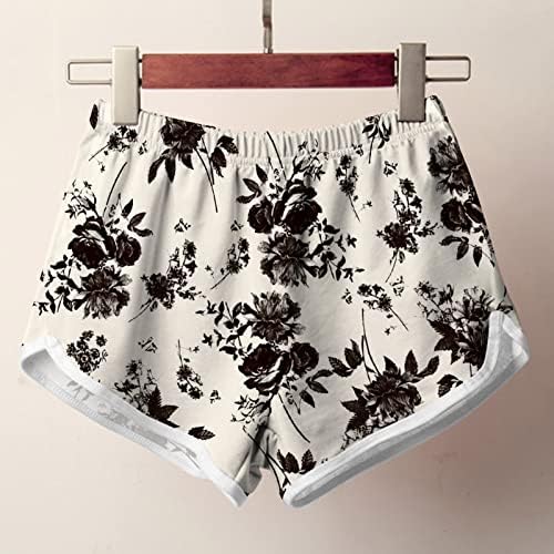 בגדי ים קצרים של מכנסי לנשים, מכנסיים פרחים קצרים בקיץ קיץ מכנסיים קצרים מקצרים אימון מכנסיים קצרים