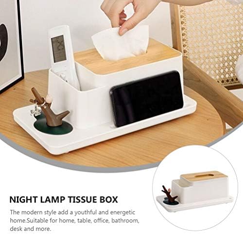 מגבות נייר קאבילוק קופסת רקמות עם מכסה עץ ואור לילה נייר חד פעמי קופסת רקמת פנים כיסוי מגע LED מגע מגע בקרה