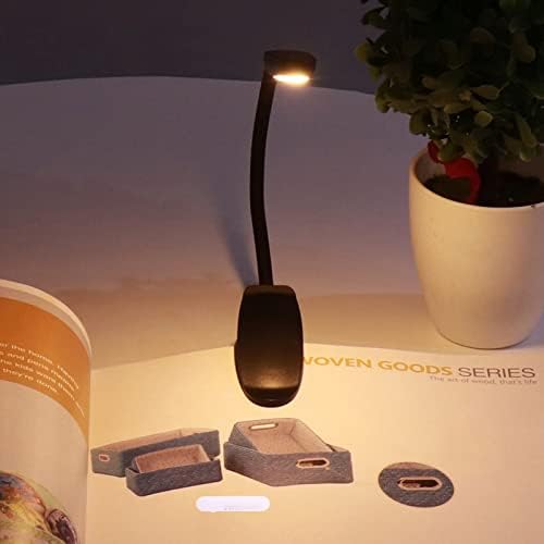קליפ על אור נטען, מנורת שולחן LED עם יציאת טעינה של USB, מהדק צוואר גוונו של 360 מעלות לקריאה, ראש