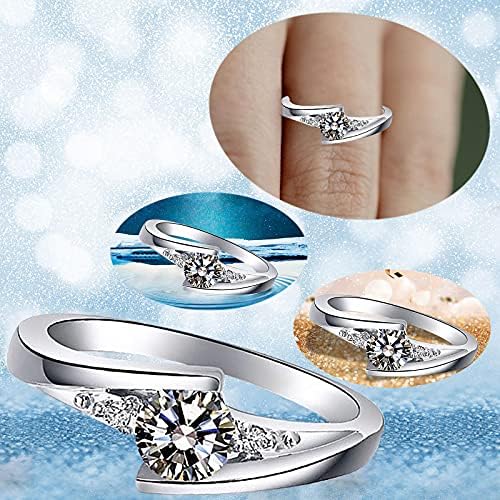 טבעות יהלומים של Pinklove Women - יוקרה אלגנטיות אופנה כסף וזהב טבעת קריסטל יהלום מיקרו -סינון תכשיטים