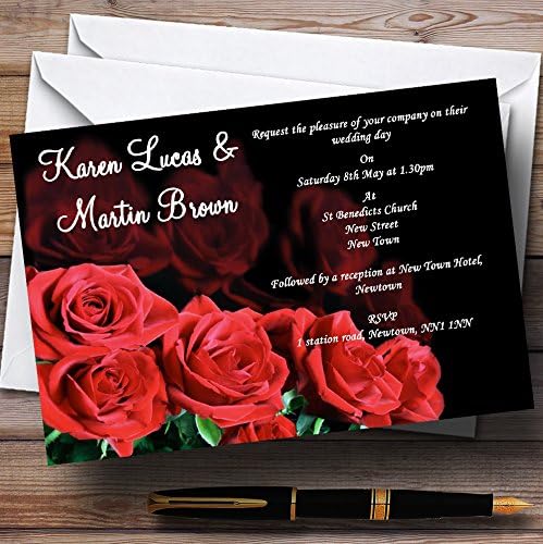 ורדים שחורים ואדומים הזמנות לחתונה בהתאמה אישית