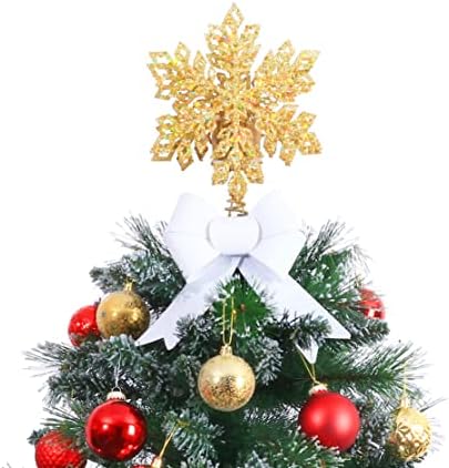 טופר עץ חג המולד, טופר עץ פתית שלג נצנצים מוארים עם אורות ניאון לעץ חג המולד ולקישוט עונתי של חג