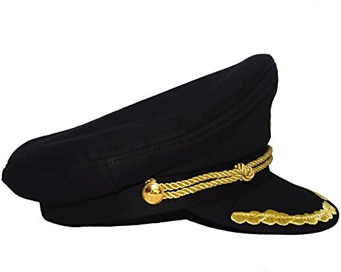 שחור אדמירל קפטן יאכטה כובע, זהב רקמת עוגן סקיפרס כובע עבור שיוט ימי מסיבת תלבושות אבזר