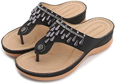 כפכפים של חוף נשים עם קשת תמיכה בקליפ בוהמי סנדלי הבוהן הקיץ נעלי סנדל טריזון קז'ן.