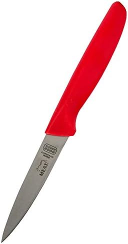 סכין המטבח האדום של בשר אדום בשר - סטייק 4 אינץ 'וסכין ירקות - קצה מחודד חריף, קצה ישר - כלי מטבח מקודד