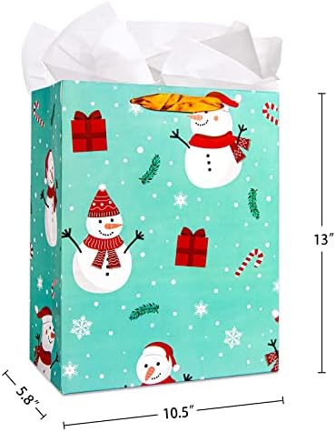 חג המולד מתנת תיק עם רקמות נייר עבור גלישת חג מתנה,13 אינץ גדול ברכה כרטיס מתנות גודי שקיות, צד טובה