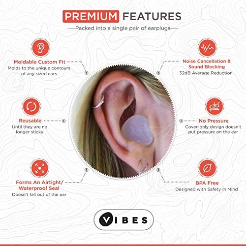 חבילת משולבת תקע אוזניים של Vibes - כוללת גם ערכת תקע אוזניים גבוהה של Fidelity וגם סט אטם סיליקון לשימוש