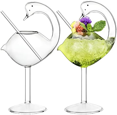 קוקטייל זכוכית - סט של 2 ברבור זכוכית 6 עוז יצירתי שתיית משקפיים מתנה לחתונה עבור מיץ, מרטיני,