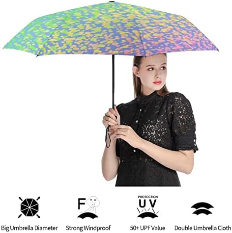 מטריית נסיעות קשת בצבעי פסטל מופשטת מטרייה מתקפלת אטומה לרוח לגשם סגירה פתוחה אוטומטית