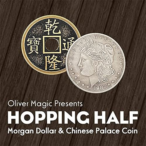 נהנה מקפץ לחצי מורגן דולר ומטבע ארמון סיני מאת אוליבר קסם מטבע מטבע קסם מטבעות מטבעות גימיקים