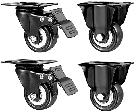 גלגלים אאמקי 63 ממ גלגל קיק שחור להנעת ריהוט, גלגלי גלגלים קבועים/גלגלים מסתובבים/בלם/עומס גלגל קיק