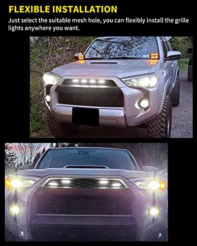 נורות LED לבנות 4 יחידות סורג קדמי מנורות ראפטור אביזרים לרכב עם רתמה ונתיך, תואמים לשנים 2014-2019 TOYOTAA
