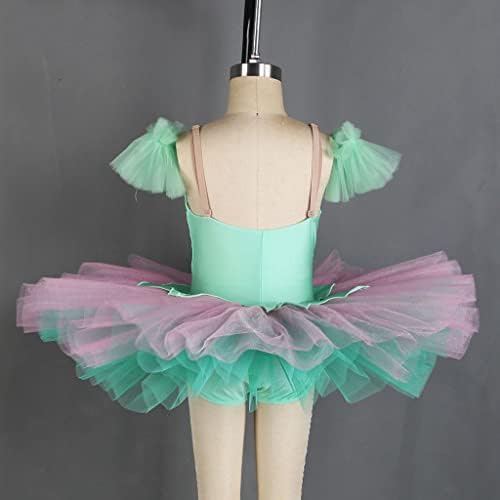 N/A פלטה ירוקה וורודה חצאית טוטו לנשים ריקוד בלט תלבושת תלבוש