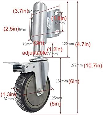 גלגל גלגלים של שער Zjywmm עם קפיצי קפיץ, גלגלים מסתובבים כבדים בגודל 5 אינץ